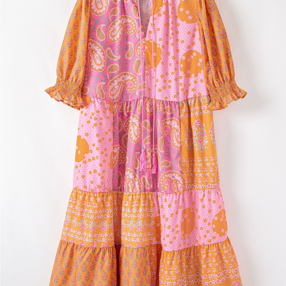 COPY - Bohemian Pink and Orange Dress